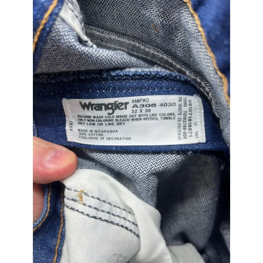 Wrangler Cowboy Cut Jeans Mens 32x36 Blue Excellent Slim Fit Straight Leg 3474